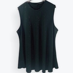 Lane Bryant Dark Green Glittery Flowy Tank 26/28